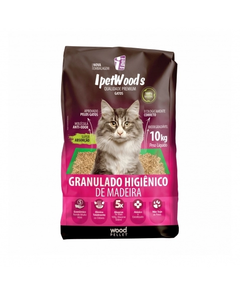 Ipetwoods Granulado Higiênico Madeira 10kg