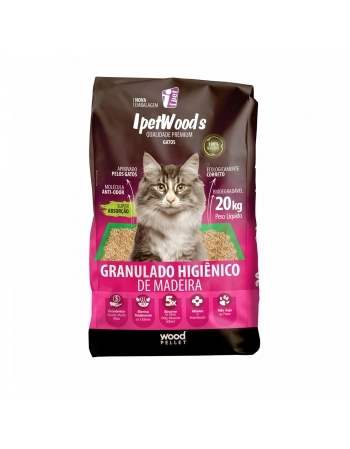 Ipetwoods Granulado Higiênico Madeira 20kg