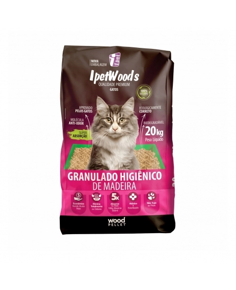 Ipetwoods Granulado Higiênico Madeira 20kg