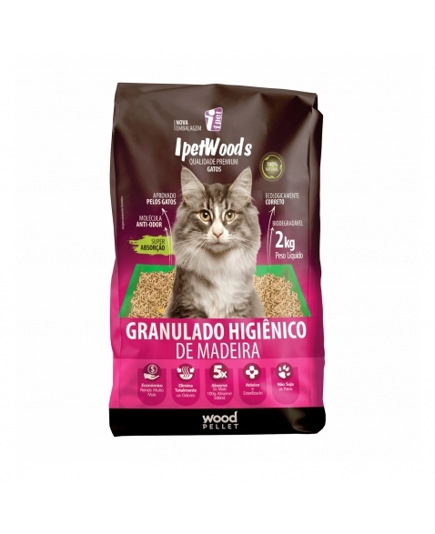 Ipetwoods Granulado Higiênico Madeira 2kg