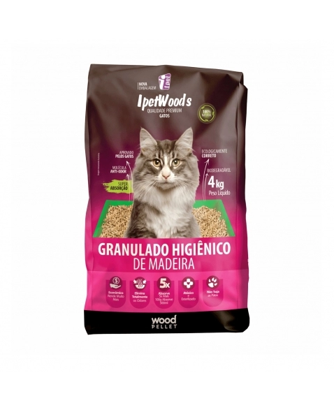 Ipetwoods Granulado Higiênico Madeira 4kg