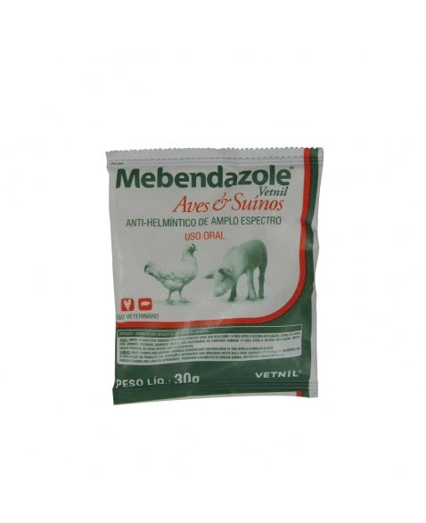 Vetnil Mebendazole Aves e Suínos 30g