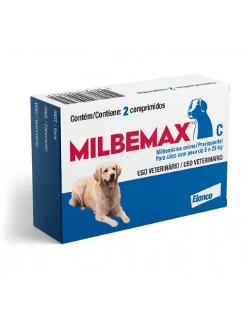 Milbemax com 2 comprimidos 5 a 25kg Cão