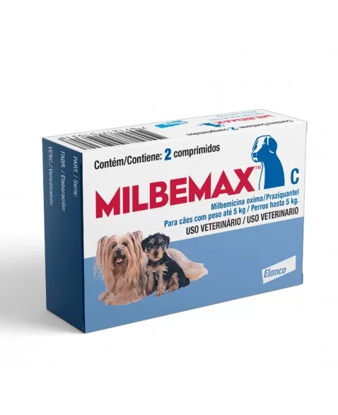 Milbemax com 2 comprimidos até 5kg Cão