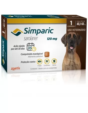 Simparic 120mg com 1 comprimido 40,1 até 60kg