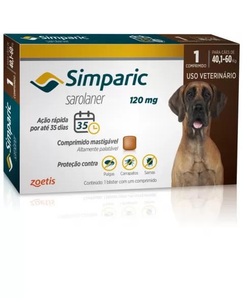 Simparic 120mg com 1 comprimido 40,1 até 60kg