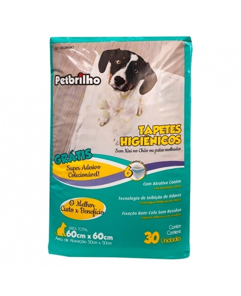 Petbrilho Tapete Higiênico 60x60 com 30un