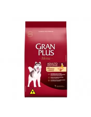 GranPlus Menu Cão Adulto Raças Médias e Grandes Frango Arroz 15kg