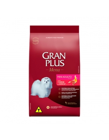 GranPlus Menu Cão Adulto Raças Minis Carne Arroz 1kg
