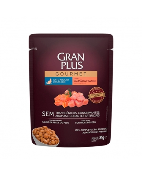 GranPlus Sachê Gourmet Gato Castrado Salmão Frango 85g