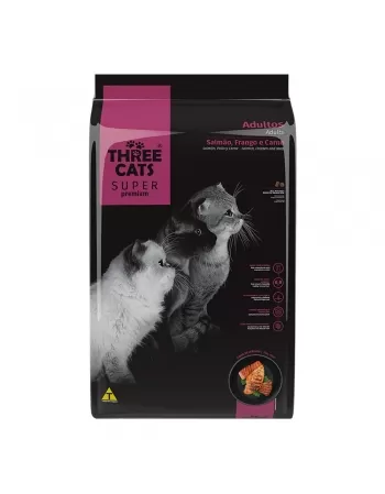 Hercosul Three Cats Super Premium Blend Salmão Frango Carne 15kg