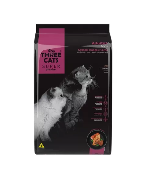 Hercosul Three Cats Super Premium Blend Salmão Frango Carne 15kg