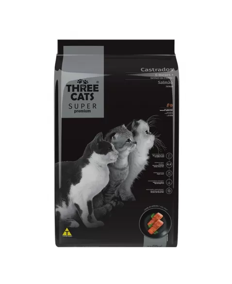 Hercosul Three Cats Super Premium Castrado Salmão 10,1kg