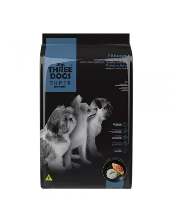 Hercosul Three Dogs Super Premium Filhote Raças Pequenas e Médias Frango Arroz 1kg