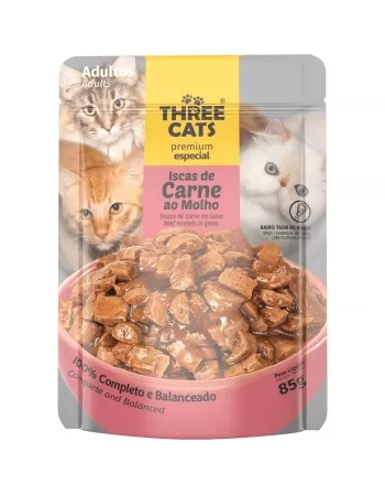 Hercosul Three Cats Sachê Adulto Carne 85g