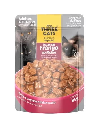 Hercosul Three Cats Sachê Castrado Frango 85g