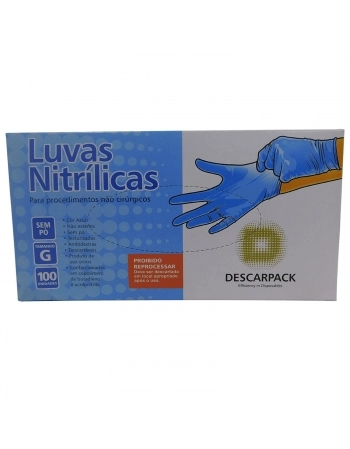 Descarpack Luva Procedimento Nitrilo Azul G com 100un