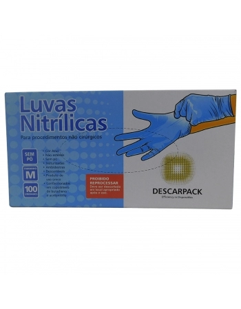 Descarpack Luva Procedimento Nitrilo Azul M com 100un