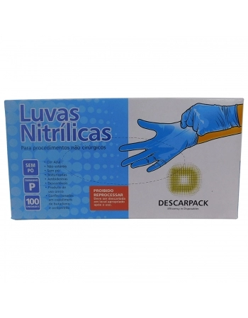 Descarpack Luva Procedimento Nitrilo Azul P com 100un