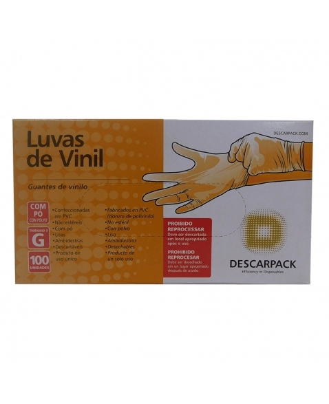 Descarpack Luva Vinil com Pó Transparente G