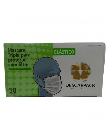 Descarpack Máscara Tripla com Elástico 50un