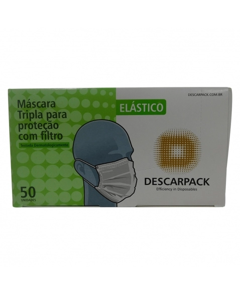 Descarpack Máscara Tripla com Elástico 50un