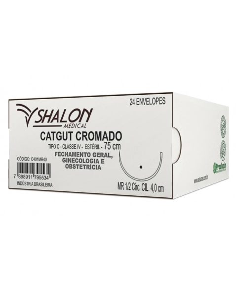 Shalon Fio Catgut Cromado 0 com Agulha 3cm