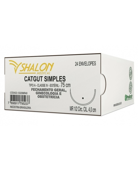 Shalon Fio Catgut Simples 0 com Agulha 3cm