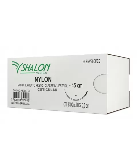 Shalon Fio Nylon Monofilamento Preto 1 com Agulha 3cm