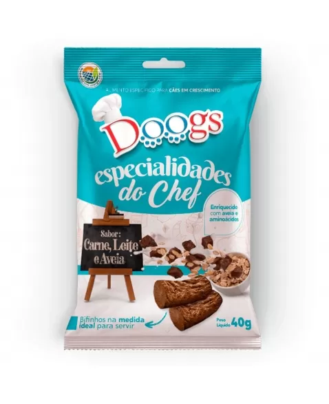 Doogs Bifinho Especialidades do Chefe Filhotes Carne Leite e Aveia 40g