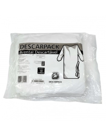 Descarpack Avental TNT Manga Longa Branco 30g com 10un