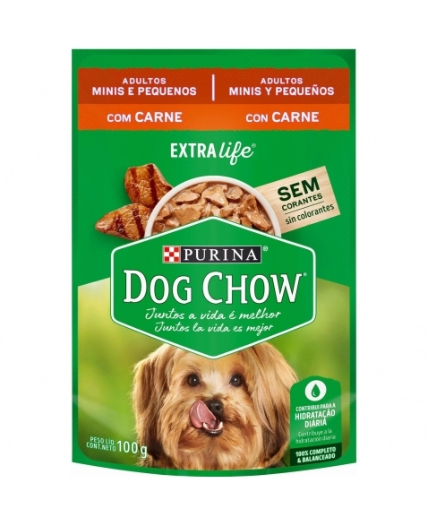 Dog Chow Sachê Adulto Mini e Pequeno Carne e Arroz 100g